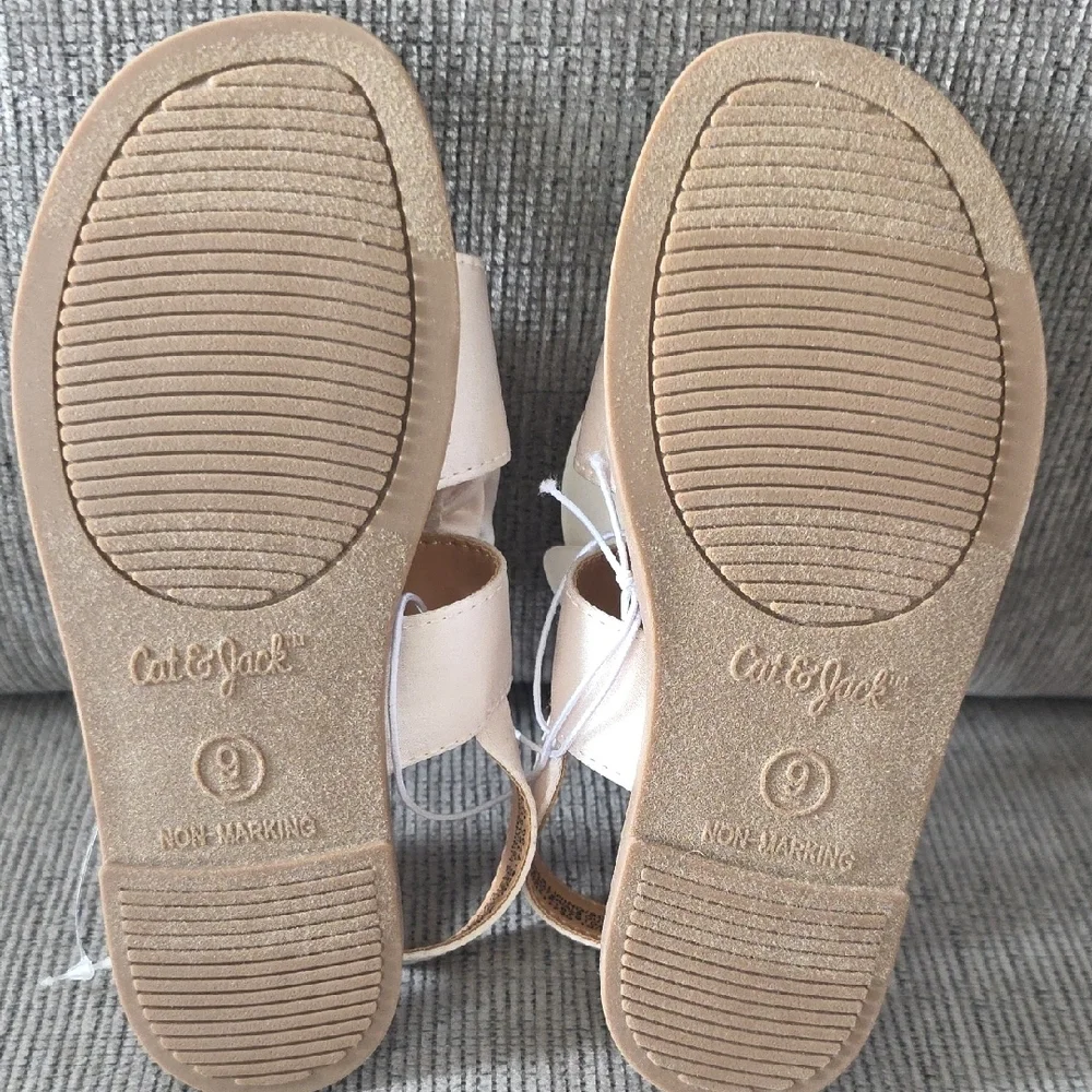 Cat & Jack Kids Sandals with Cream‎ Floral Accent, NWOT, Size 9.
